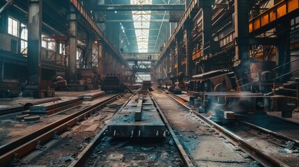 Obraz premium Heavy machinery in a steel manufacturing environment