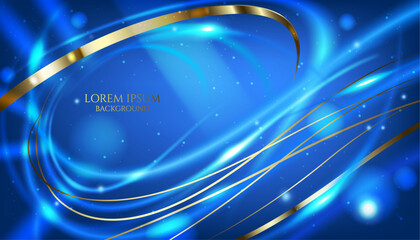 Obraz premium vector illustration glowing blue lines and golden lines modern and creative elegant digital geometric luxury background template.