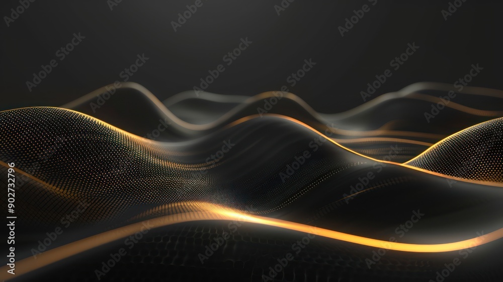 Wall mural a minimalist dark background with intricate, glowing line patterns
