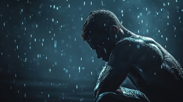 A heartbroken athlete after a defeat, representing resilience and overcoming adversity in sports.