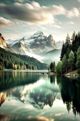 lake in mountain nature landscape