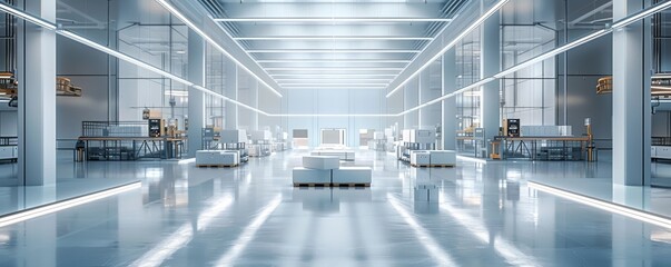 Obraz premium Modern industrial warehouse with high-tech equipment and automated systems