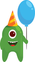 Happy cartoon monster celebrating a birthday or special occasion