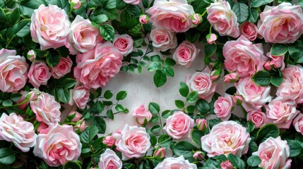 A bouquet of pink roses formed into a heart shape, perfect for romantic occasions or Valentine's Day