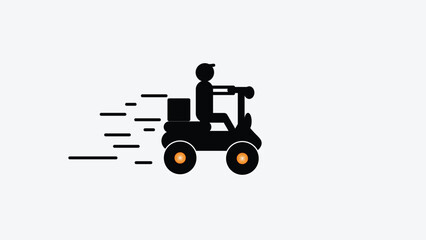 Food delivery rider sit on scooter in side view ,Scooter or motorcycle drivers deliver food on white background.