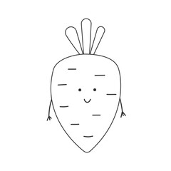 Vector Illustration for Children Healthy Nutrition with a Cute Doodle Funny Carrot. Baby Vegetable Character