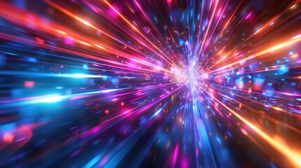 Naklejka premium Beautiful flash of light with speed lines, representing a magic moving fast laser beam effect, perfect for special effects or dynamic visuals.