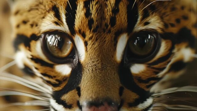 Close-up of a curious ocelot in a natural environment