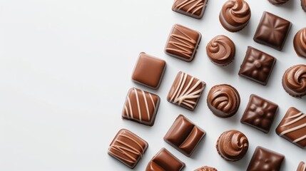 Fototapeta premium Chocolate candy on plain white backdrop