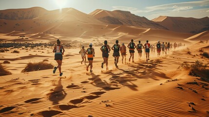 Marathon Runners in the Sahara Desert