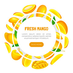 Fresh Mango Banner Design with Bright Tropical Food Vector Template