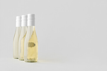 Small white wine bottle mockup. Burgundy, alsace, rhone shape. Blank copyspace.