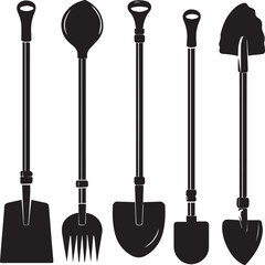 Naklejka premium Garden Slove Flat Black Silhouette Vector Art Bundle