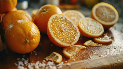 Citrus fruit on a chopping surface