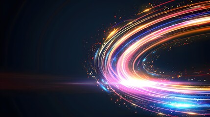 Obraz premium Vector abstract circle neon light line round frame colorful blue purple isolated on black background. Technology modern concept.