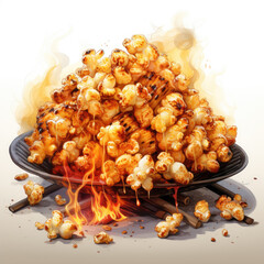 Watercolor Campfire popco, clipart Illustration, Generative Ai