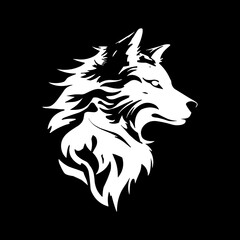 Vector logo of a white wolf