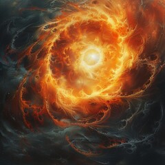 A swirling vortex of fire and light, radiating energy and power.