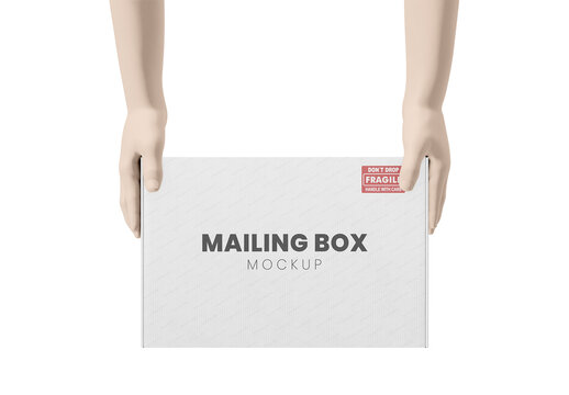 Carton Box With Hands Mockup 