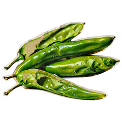 green chilies on a white background, isolated