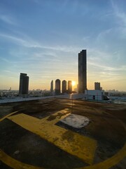 sunset over the city