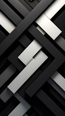 Digital black and white diagonal geometric abstract graphics poster background