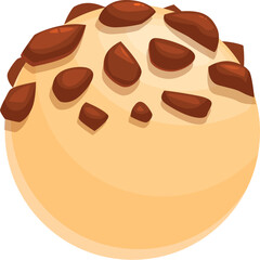 Ball of cookie dough is being prepared for baking in the oven with chocolate chips