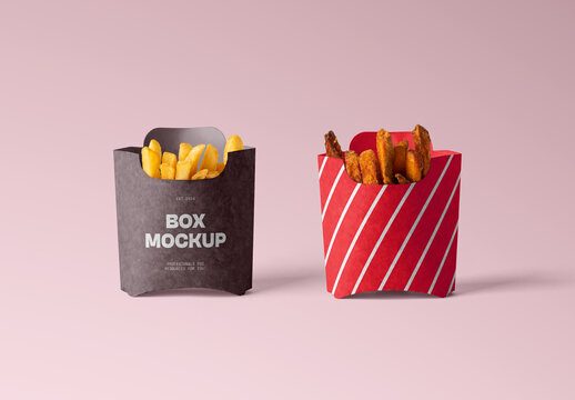 Front View French Fries Box Mockups