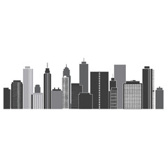 Fototapeta premium Black and white silhouette of a city skyline.