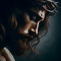 Naklejka premium Portrait of Jesus Christ - A Reflection of Divine Grace