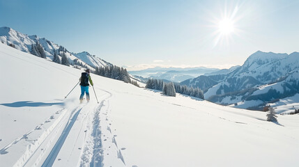 Skier skiing on a snowy mountain 