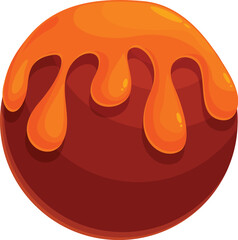 Round chocolate candy with delicious flowing caramel topping