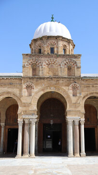 Zitouna Mosque or Al-Zaytuna Mosque - Tunisia, details and architecture of the Historical Mosque. vertical format