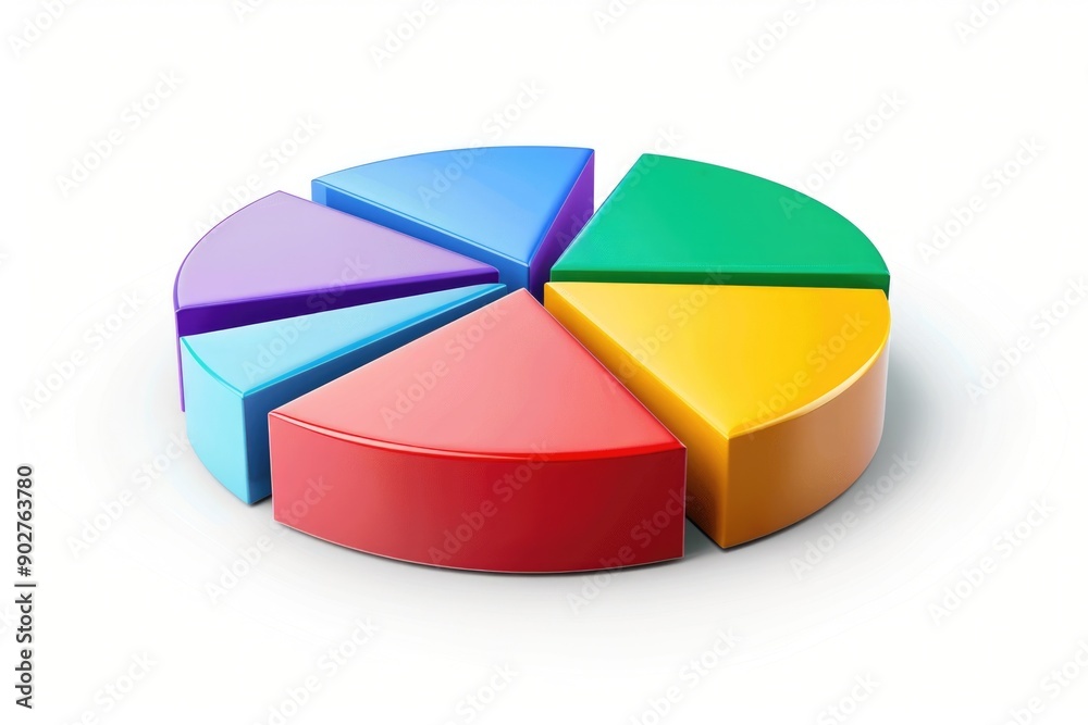 Poster a colorful pie chart displayed on a plain white background, suitable for data visualization and stat