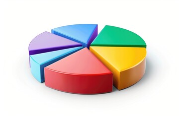 Obraz premium A colorful pie chart displayed on a plain white background, suitable for data visualization and statistical presentations
