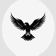 Fototapeta premium Eagle vector minimalistic black icon on white background. Logo, badge, logotype, emblem, sticker