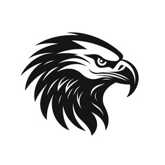 Obraz premium Eagle vector minimalistic black icon on white background. Logo, logotype, badge, emblem, sticker
