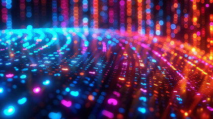 A colorful, abstract image with a lot of dots and lines