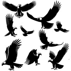 eagle silhouettes set