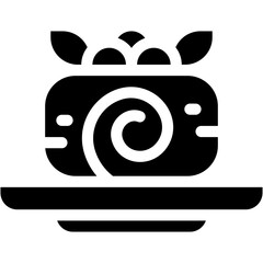 Vector Icon Roll Cake, Dessert, Bakery, Sweet, Cake, Food And Restaurant