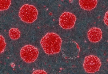 Fototapeta premium Healthy human red and white bloodcells in macro science image. Generative AI content