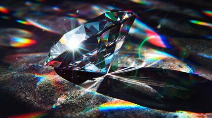 Diamond with Rainbow Reflections.