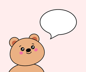 Bear with a speech bubble, simple background illustration, vector design