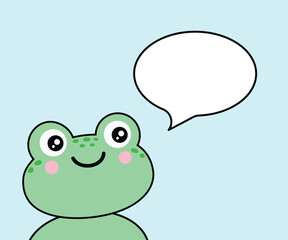 Frog with a speech bubble, simple background illustration, vector design