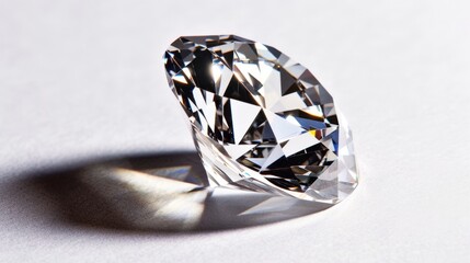 Closeup of a Sparkling Diamond on a White Background.