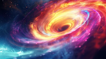 Vibrant Cosmic Galaxy Swirling with Colorful Nebulae and Stars