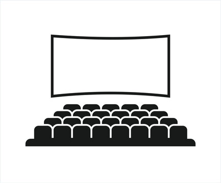 recommend clip art: Cinema hall. Theatre stage. Movie theater entertainment screen.