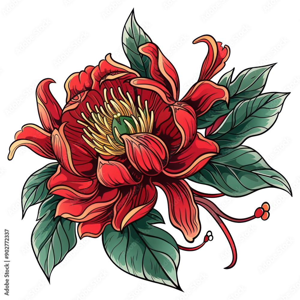 Poster PNG Tattoo illustration of a higanbana flower graphics blossom pattern.