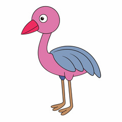 Crane Vector Illustration - Cartoon Clipart and Line Art Design