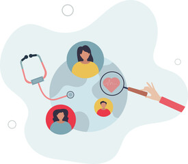 Population health management and global community.Healthy society program with regular screening and monitoring.flat design.illustration with people.